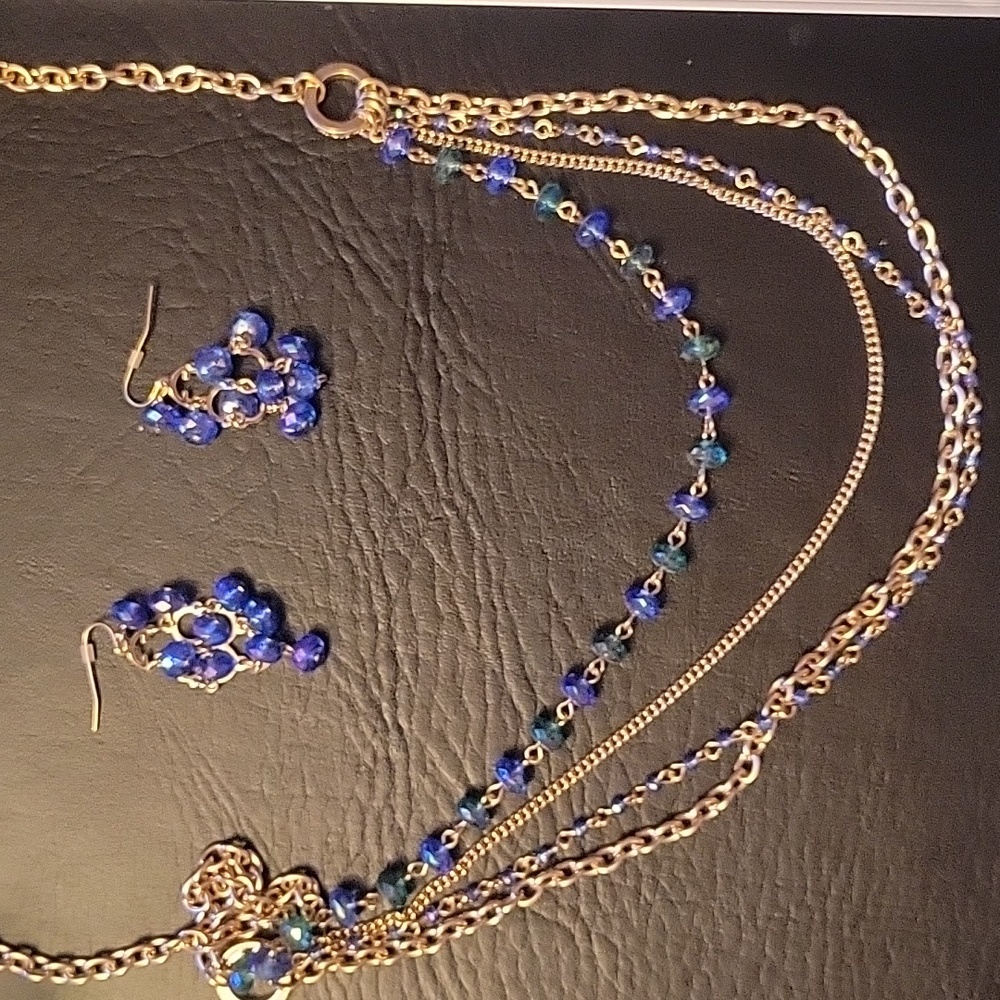 Avon, NWT, Vintage Multi strand necklace and earrings